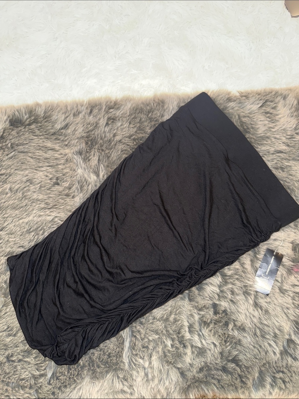 NWT INC International Concepts Ruched Black Midi Skirt Size M